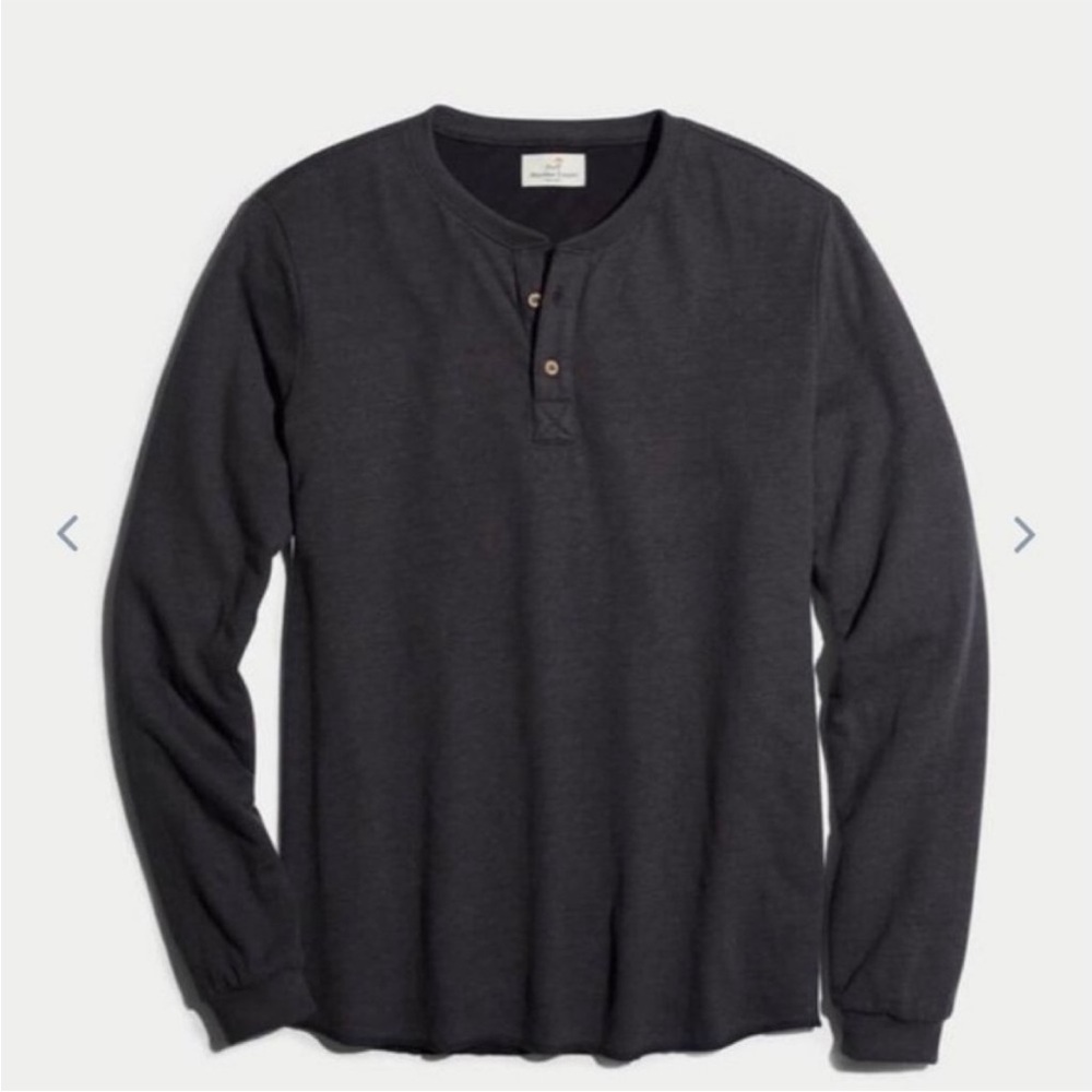 NWT MARINE LAYER LONG SLEEVE DK HENLEY FADED BLACK T-SHIRT SZ LARGE L
